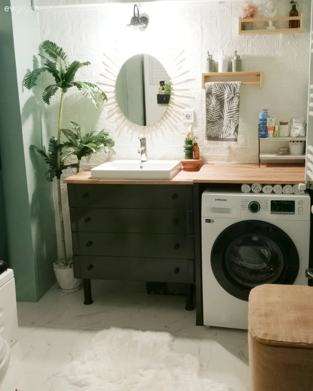 Banyo, Yeşil, Banyo dolabı, Banyo boyama, Banyo aksesuarları, Beyaz