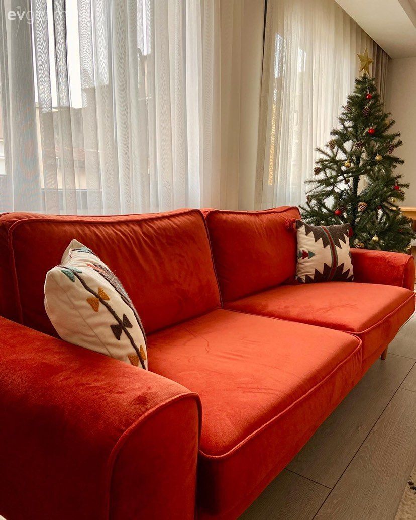 Koltuk takımı, Turuncu, Beyaz, Bej, Krem, Çam ağacı, Kırlent, Ev tekstili