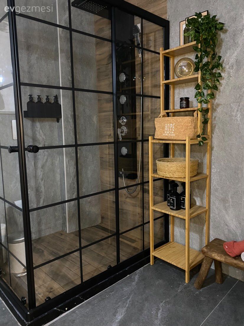 Banyo, Siyah, Antrasit  , Banyo rafı, Duşakabin