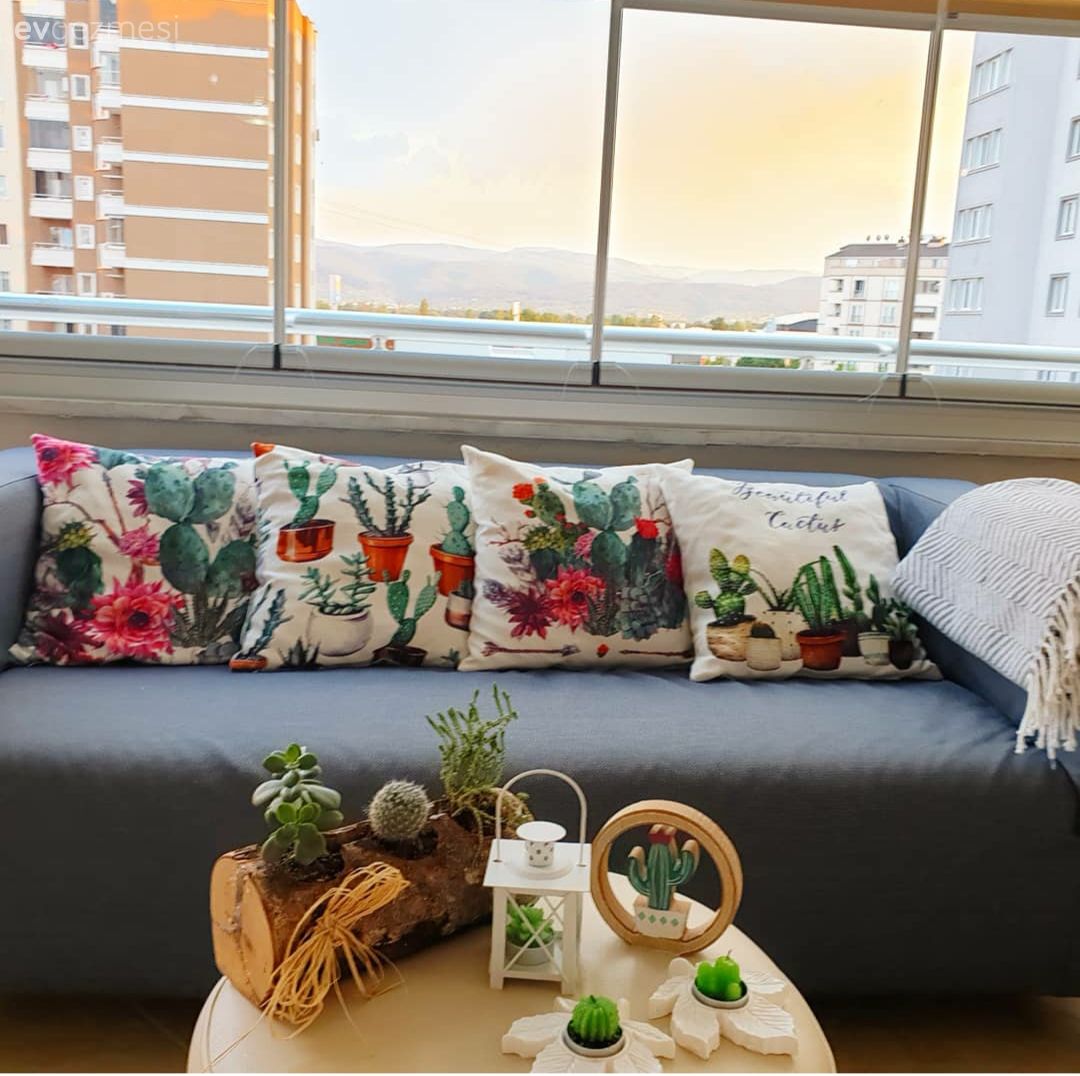 Mavi, Beyaz, Yeşil, Balkon masası, Kırlent, Ev tekstili