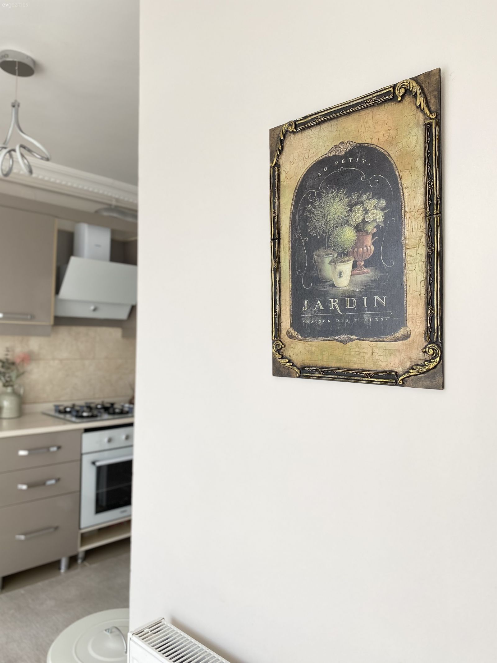 Tablo, Duvar dekorasyonu, Capuccino mutfak, Mutfak, Mutfak tezgahı, Mutfak tezgah arası, Tezgah arası seramik, Davlumbaz, Ankastre, Mutfak aksesuarları