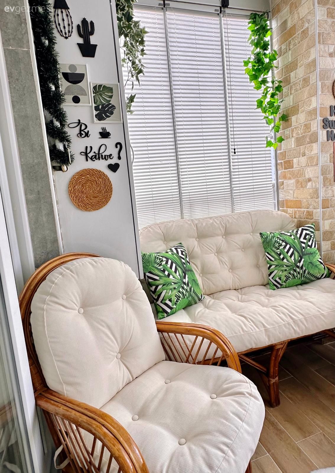 Balkon, Bohem Dekorasyon, Balkon oturma grubu, Balkon perdesi