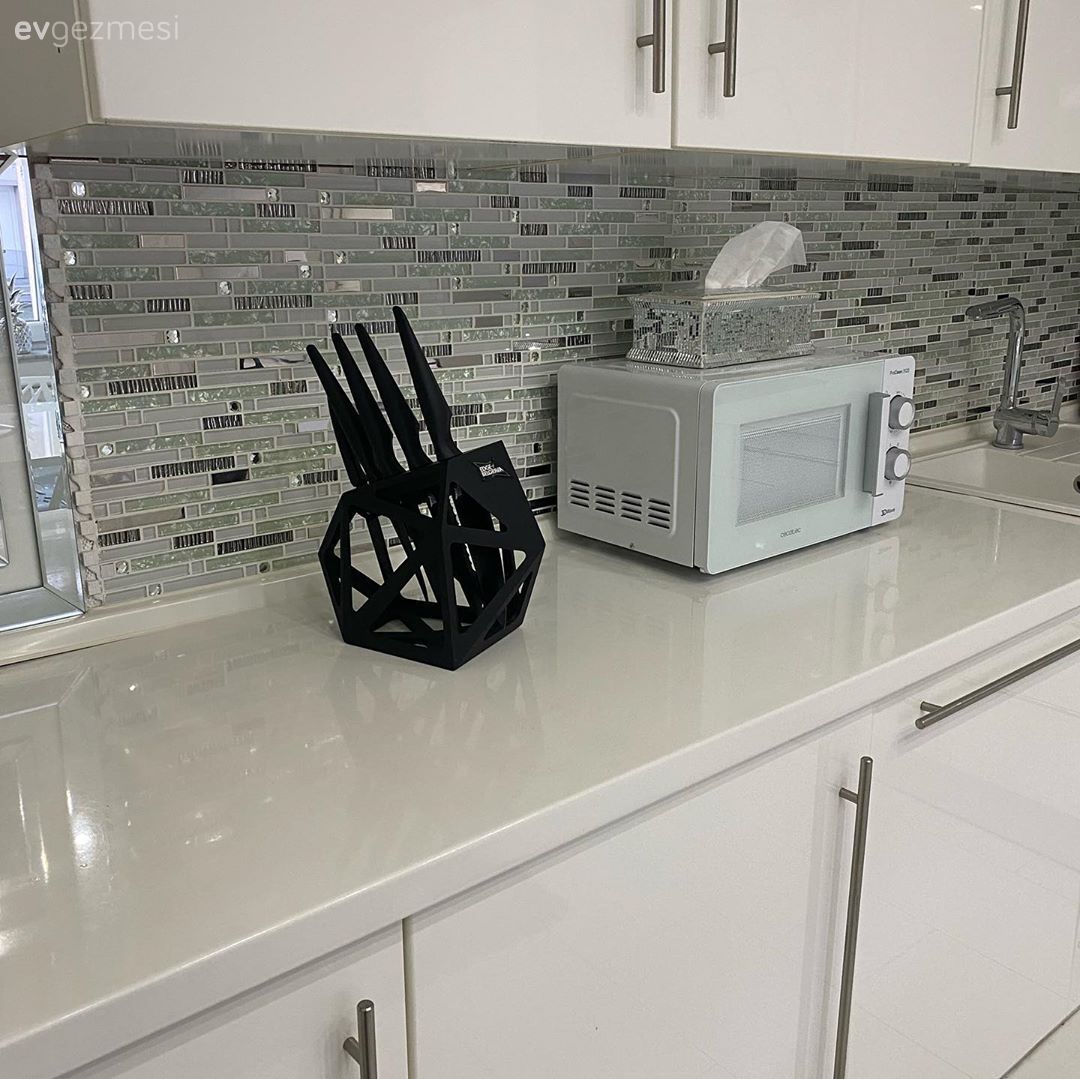 Mutfak tezgahı, Mutfak tezgah arası, Tezgah arası seramik, Beyaz