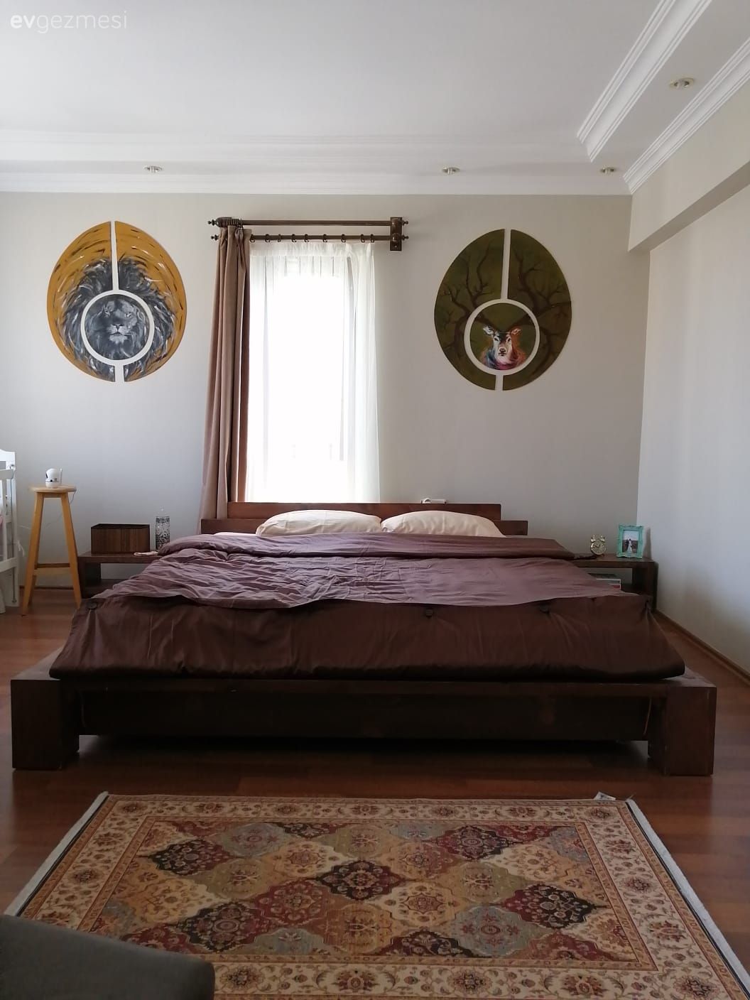 Yatak Odası, Rustik, Kahverengi, Yatak odası duvar dekorasyonu, Ahşap Mobilya, Halı