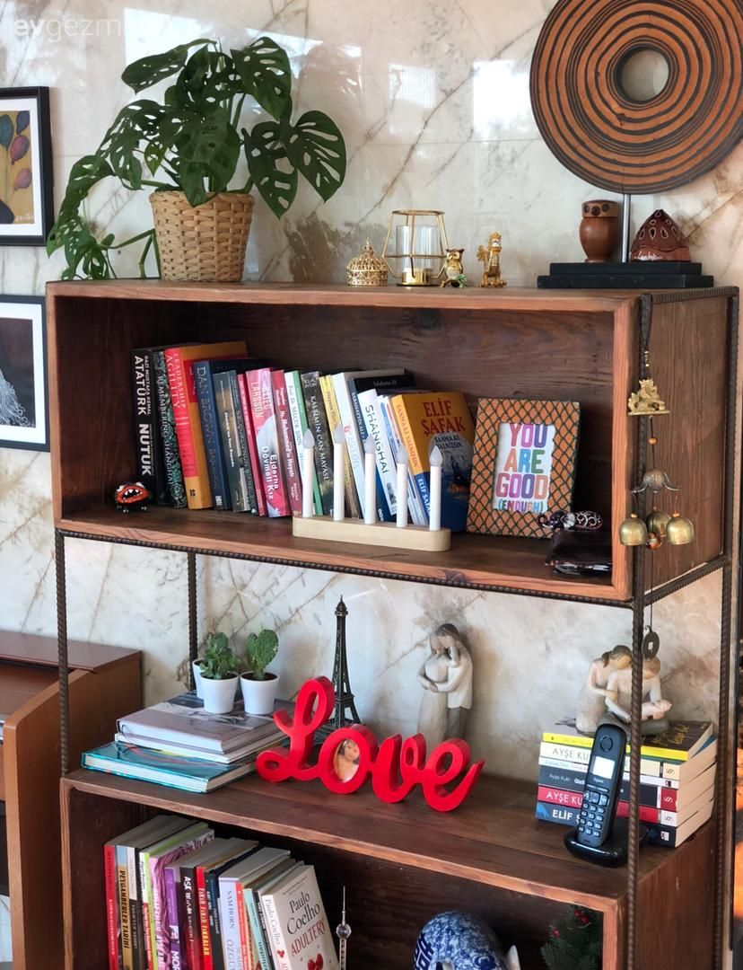 Kitaplık, Kitaplık dekoratif objeleri, Ev Aksesuar, Çerçeve, Ev bitkisi, Saksı