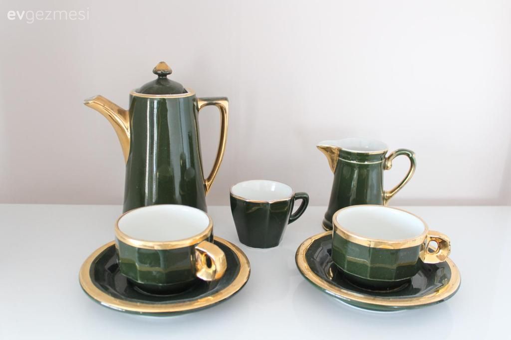 Ev Aksesuar, Dekoratif Objeler, Sehpa üstü aksesuarı, Yeşil, Altın