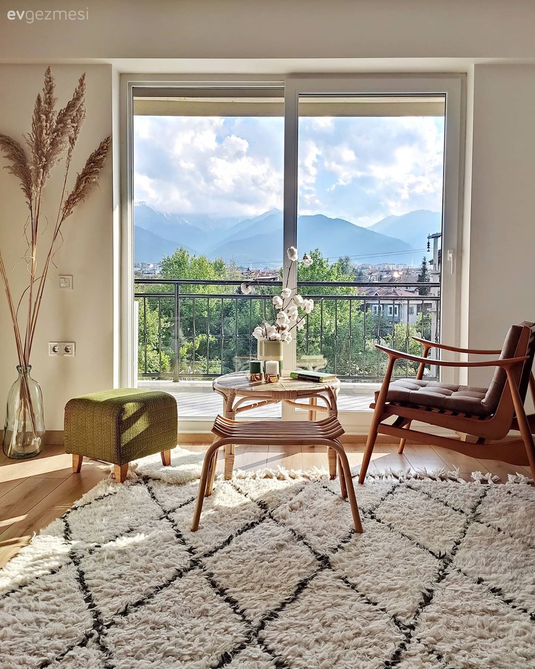 Beyaz, Yeşil, Pampas otu, Vazo, Ev Aksesuar, Puf, Halı, Geometrik desen, Desenler, Berjer, Çiçekler, Sandalye