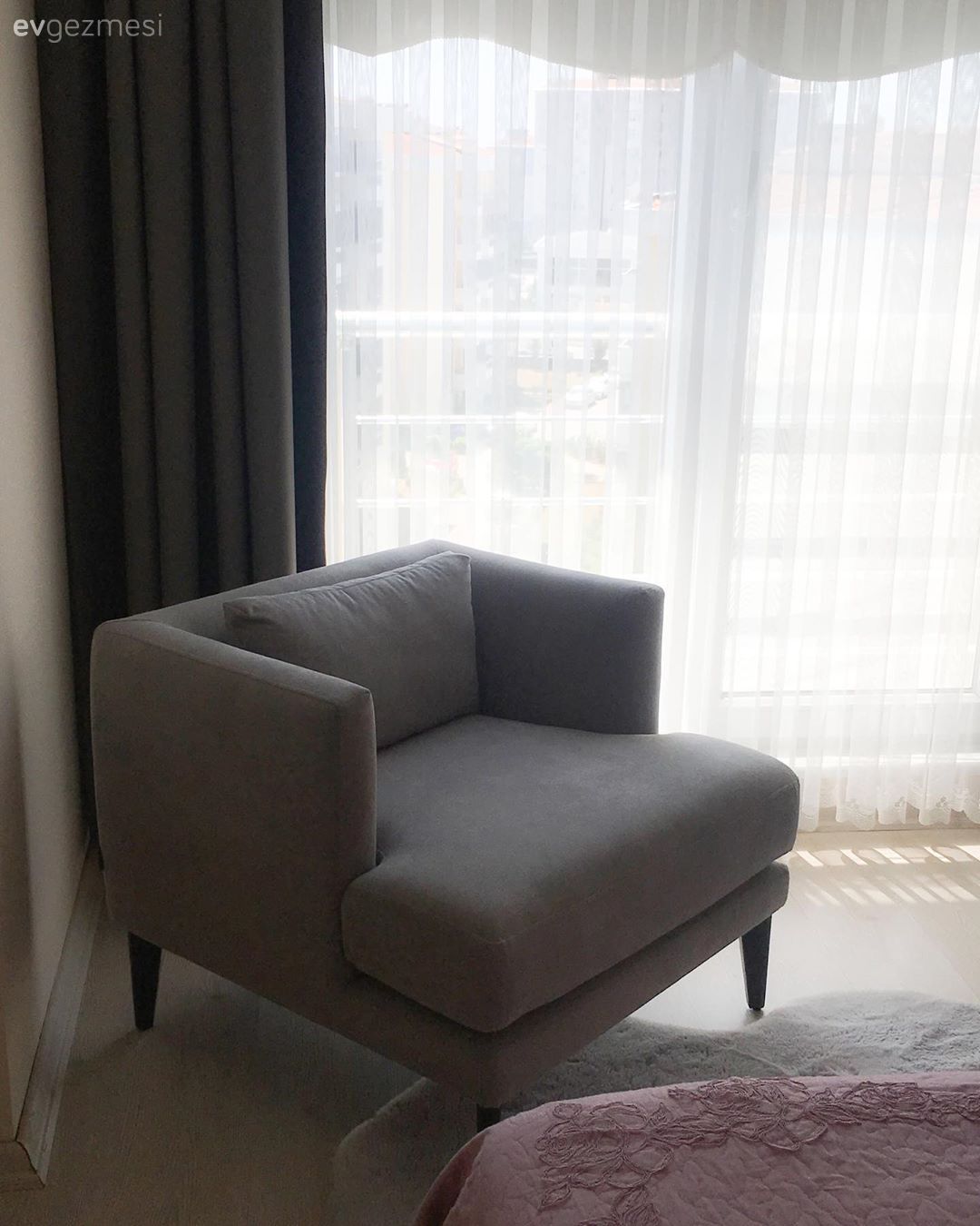 Modern, Füme, Gri, Berjer, Beyaz, Fon perde, Perde, Tül perde, Yatak Odası