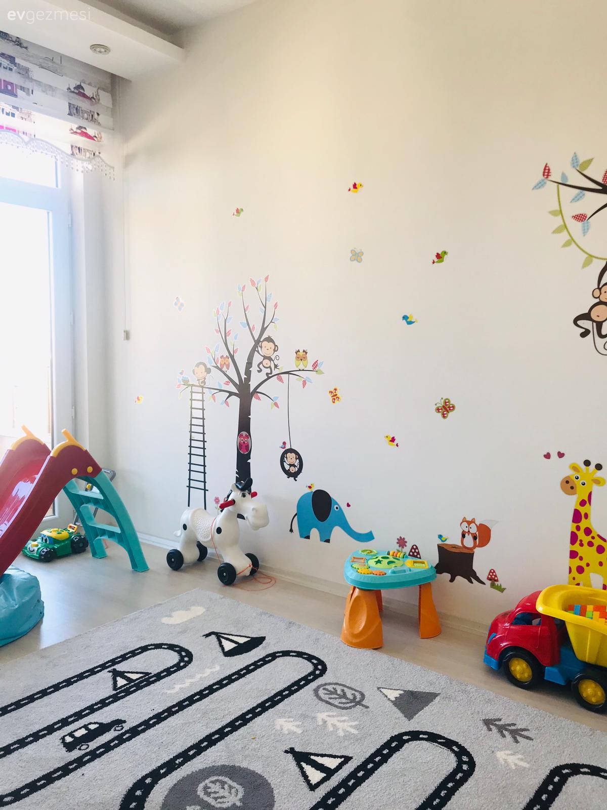 Çocuk Odası, Beyaz, Gri, Siyah, Çocuk odası duvar dekorasyonu