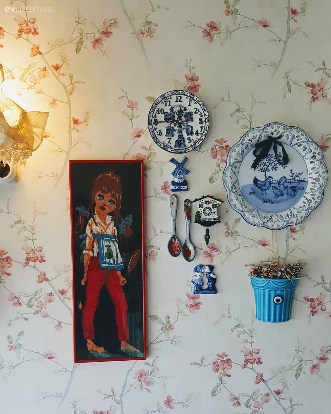 Mutfak duvar dekorasyonu, Duvar dekorasyonu, Çiçekli desen, Desenler, Duvar kağıdı, Ev Aksesuar, Mavi, Tablo