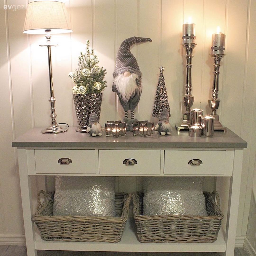 Dresuar, Antre, Beyaz, Kahverengi, Abajur, Aydınlatma, Şamdan, Ev Aksesuar, Dekoratif Objeler, Hasır sepet, Mumluk