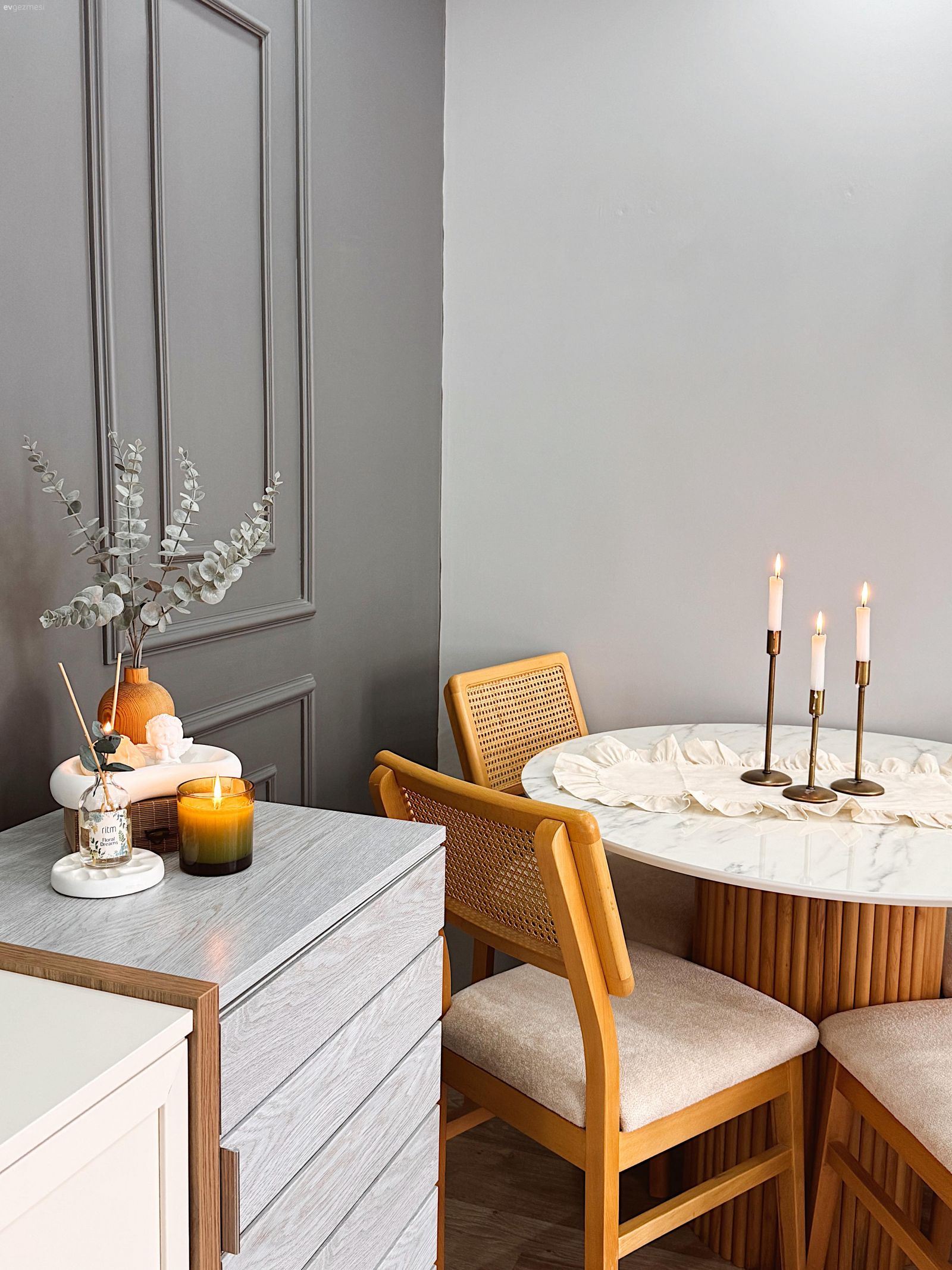 Duvar çıtalama, Beyaz, Tv ünitesi, Tv ünitesi aksesuarları, Ev Aksesuar, Sandalye, Yemek masası