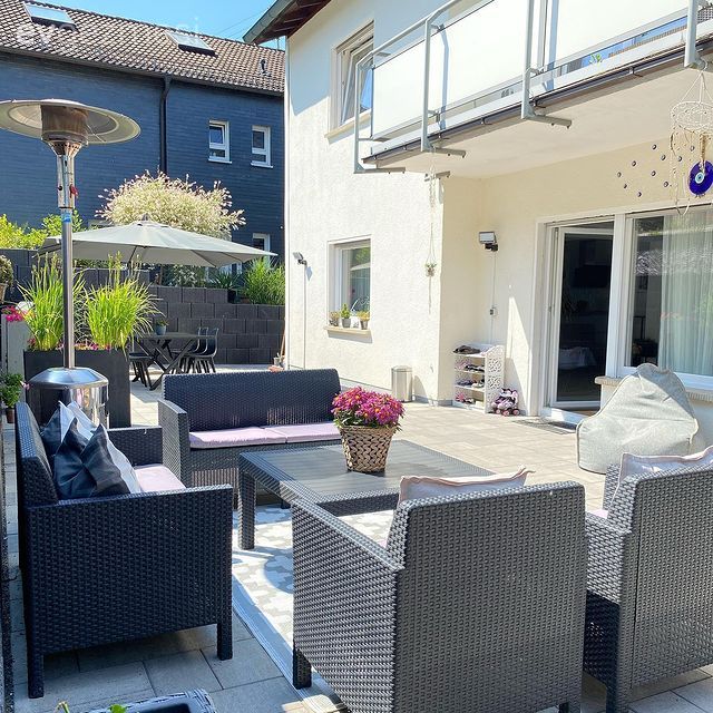 Bahçe, Bahçe oturma grubu, Gri, Siyah, Beyaz