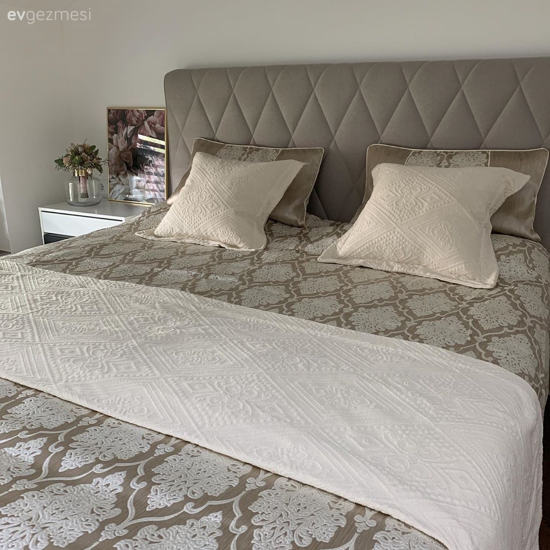 Yatak Odası, Vizon, Beyaz, Yatak başlığı