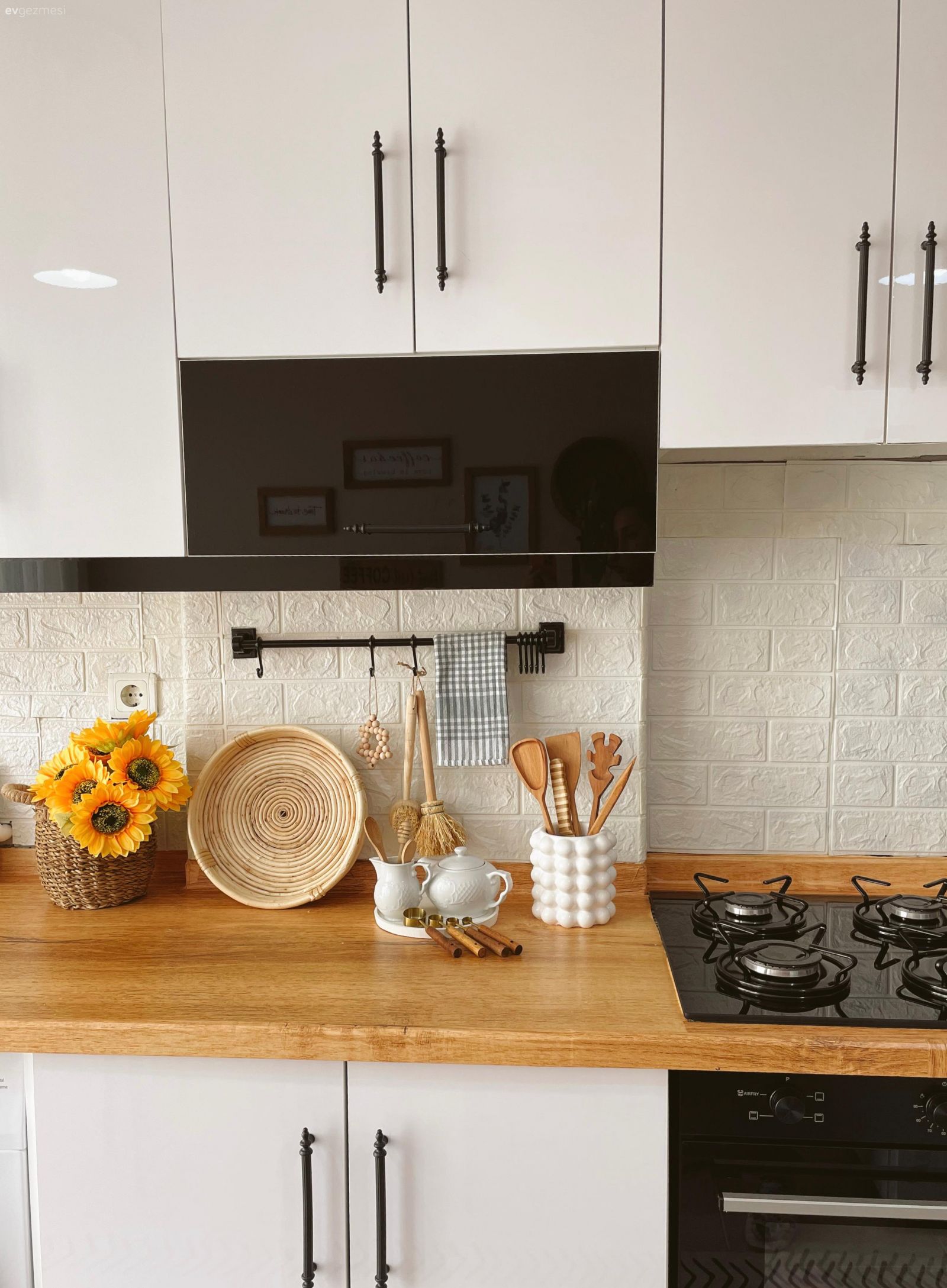 Beyaz, Siyah, Ahşap mutfak tezgahı, Mutfak tezgahı, Ankastre, Mutfak