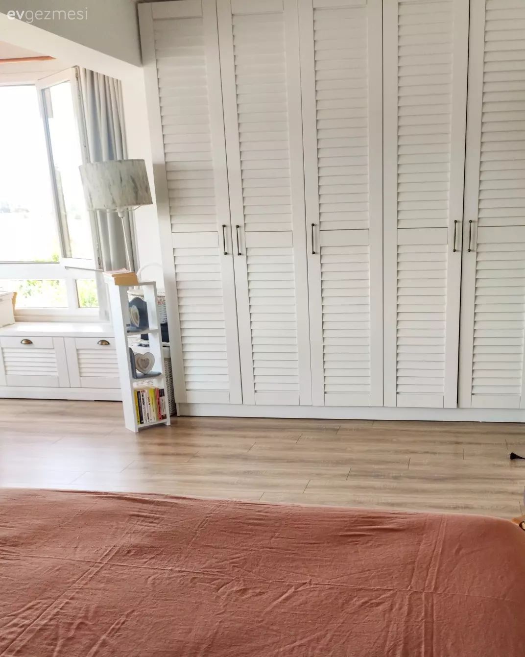 Gardrop, Yatak Odası, Lambri, Beyaz, Lambader, Aydınlatma, Pudra pembe