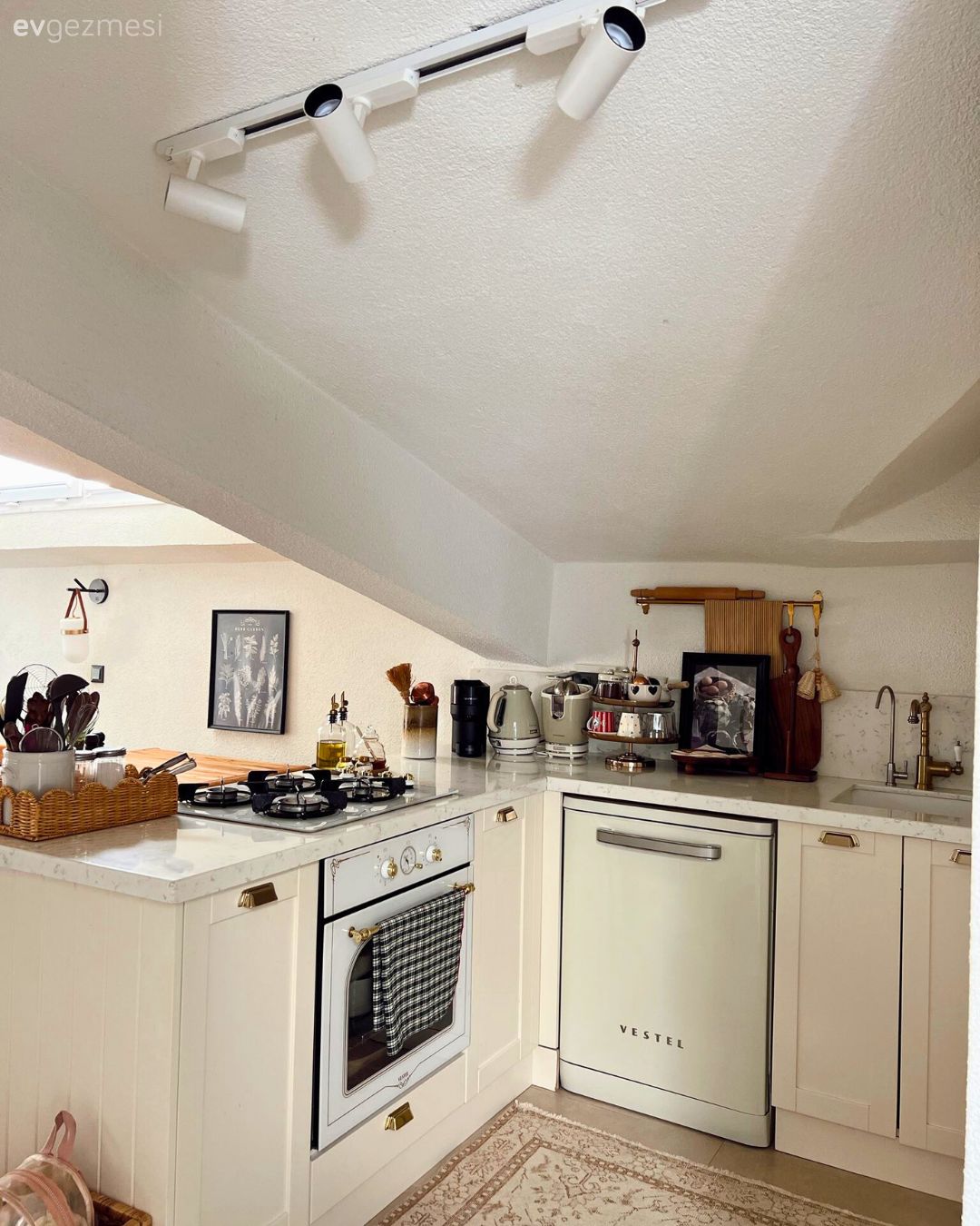 Amerikan Mutfak, Mutfak, Krem, Bej, Beyaz, Ankastre