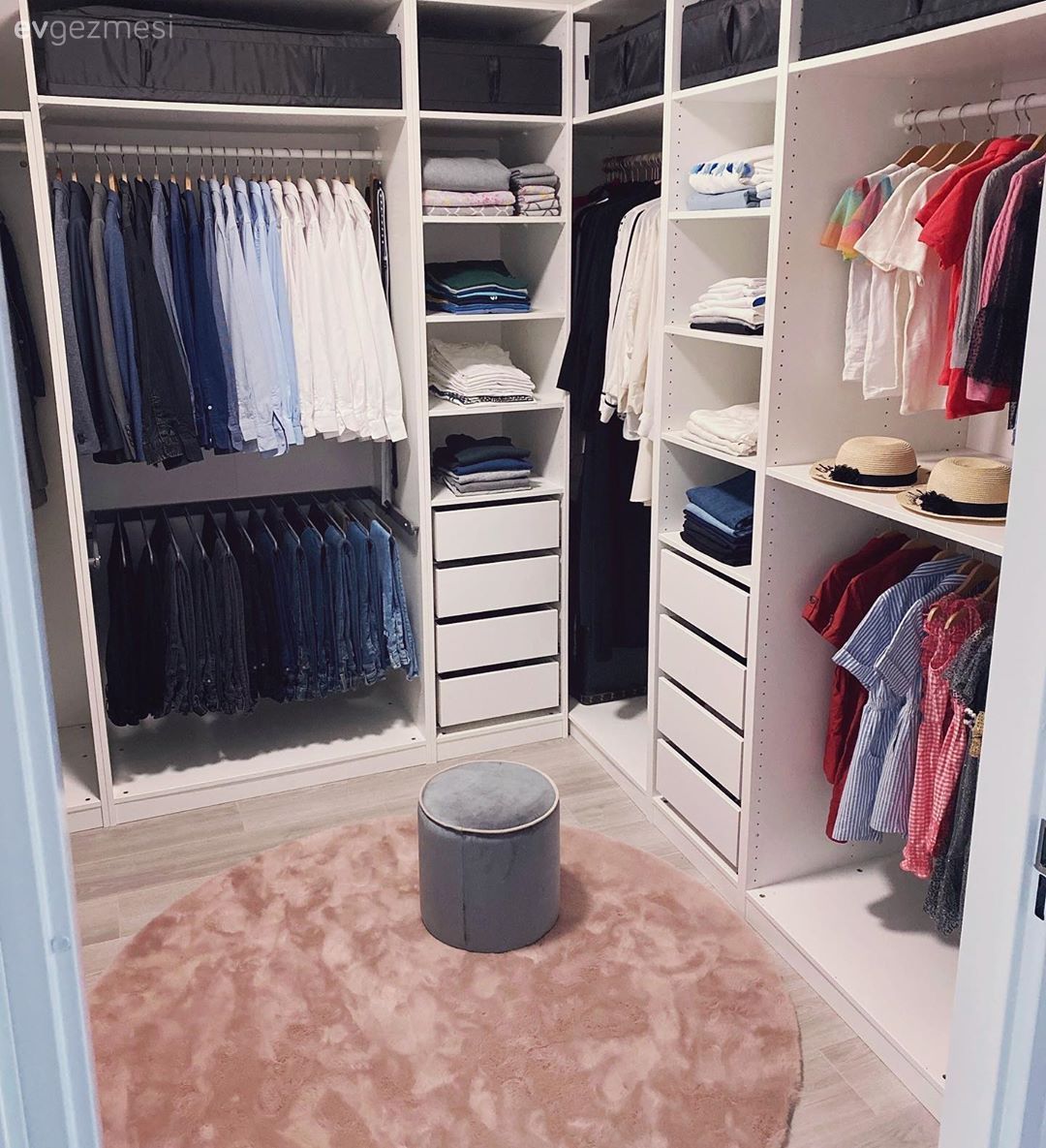 Giyinme odası, Beyaz, Pudra pembe, Gri, Gardrop, Yatak Odası