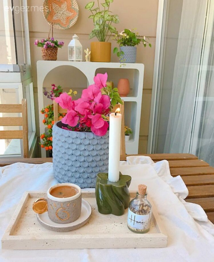 Balkon, Çiçekler, Beyaz, Balkon masası