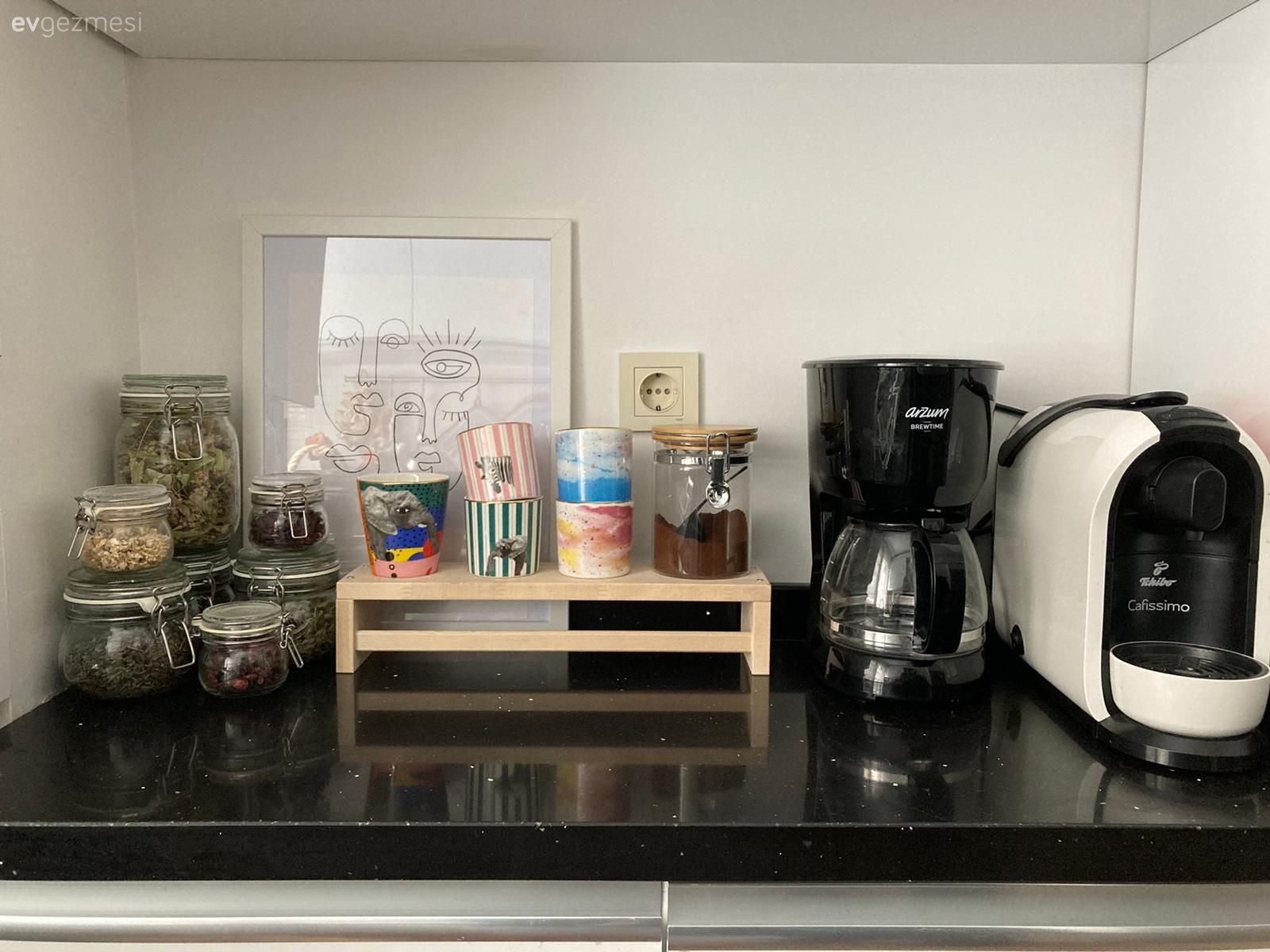 Siyah tezgah, Mutfak tezgahı, Mutfak aksesuarları, Mutfak, Beyaz