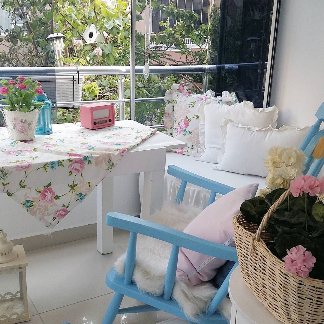 Balkon, Beyaz, Mavi, Balkon masası, Sandalye