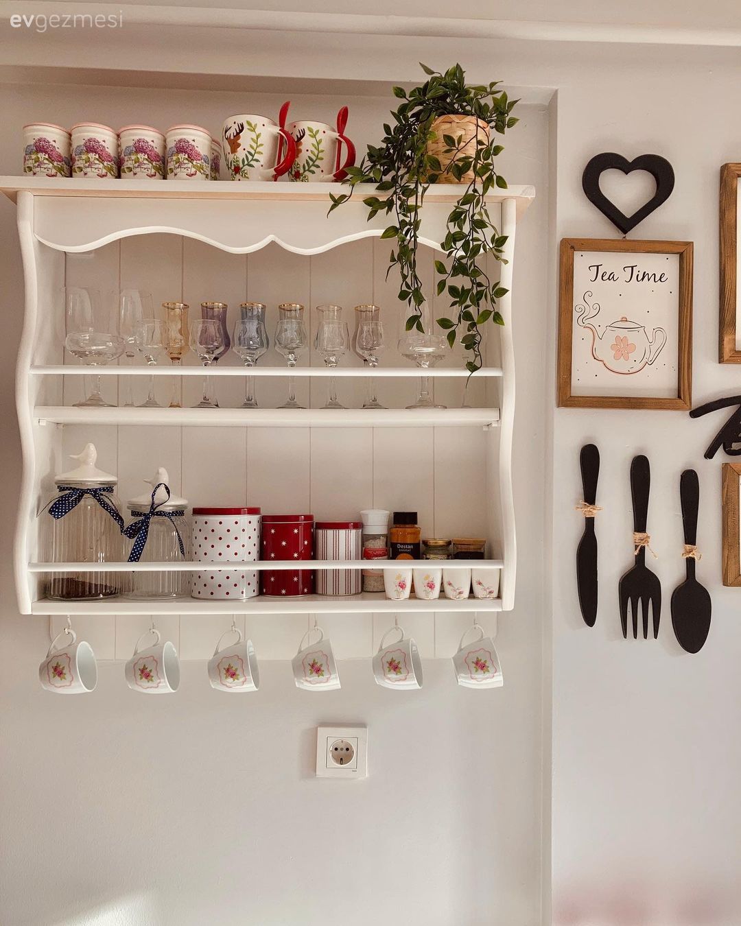 Beyaz, Terek, Mutfak, Mutfak duvar dekorasyonu