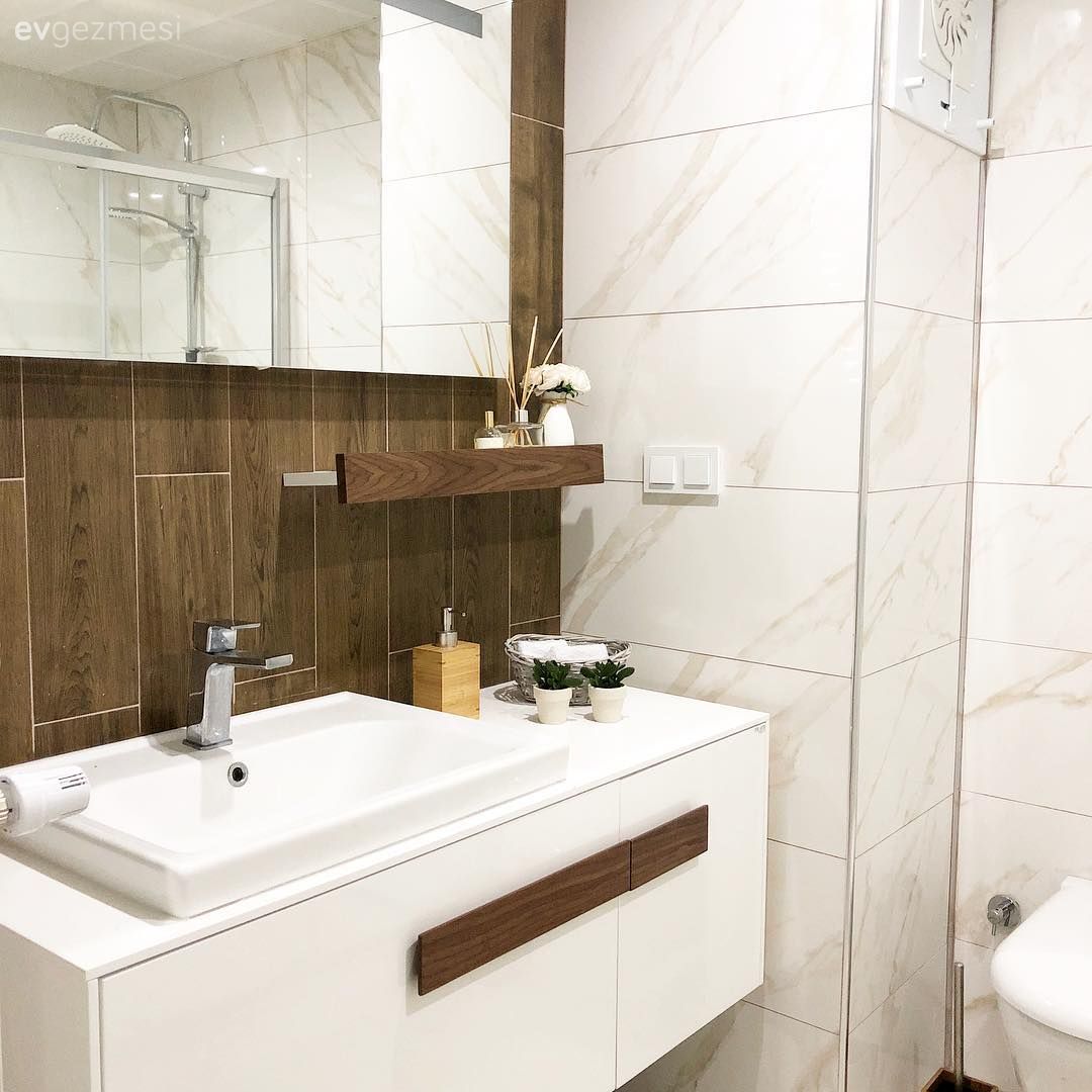 Banyo, Beyaz, Kahverengi, Banyo dolabı, Banyo aynası