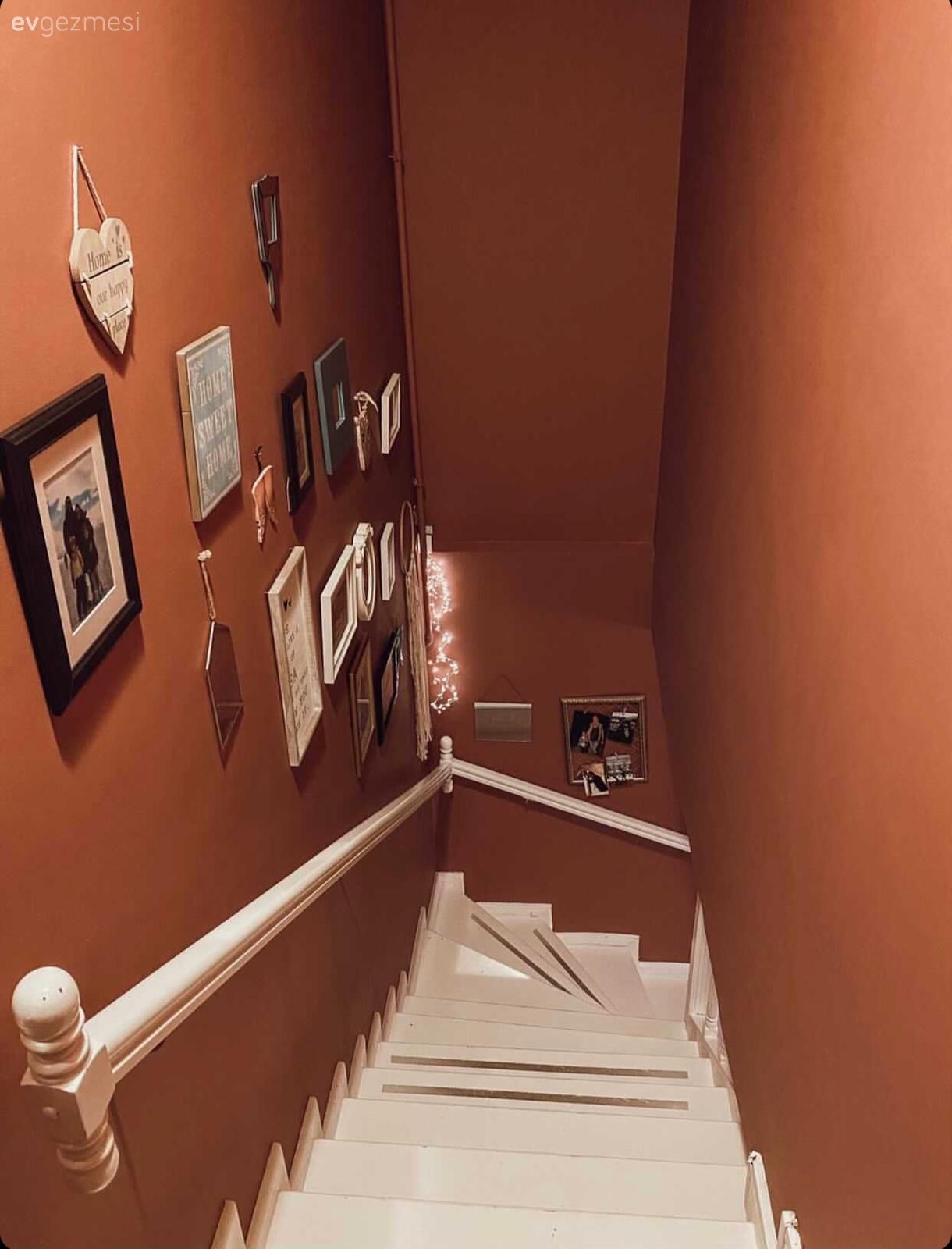 Turuncu duvar rengi, Beyaz, Çerçeve, Merdiven, Dubleks evler
