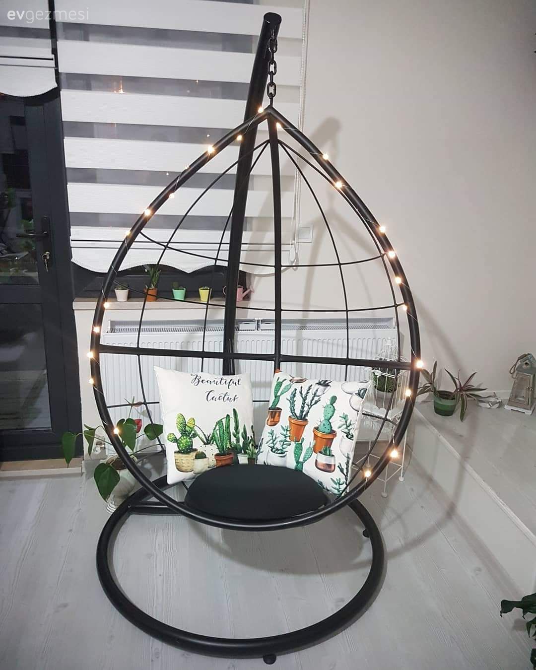 Salıncak, Led aydınlatma, Aydınlatma, Zebra Perde, Perde, Beyaz, Siyah