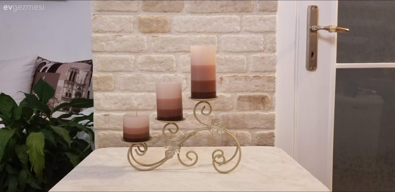 Dekoratif Kahverengi Degrade 3 Seri Mum