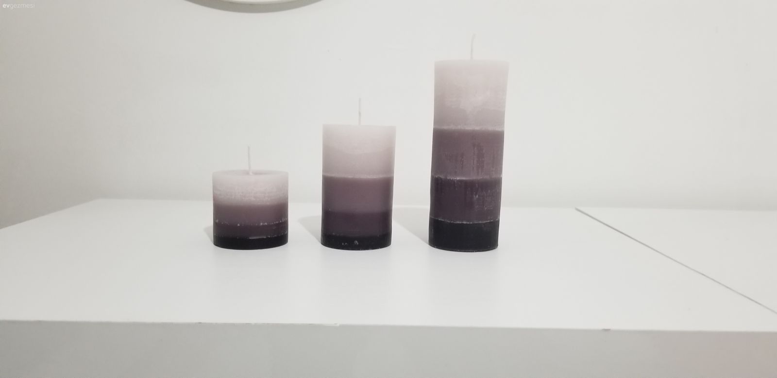 Dekoratif Siyah Gri Degrade 3 Seri Mum