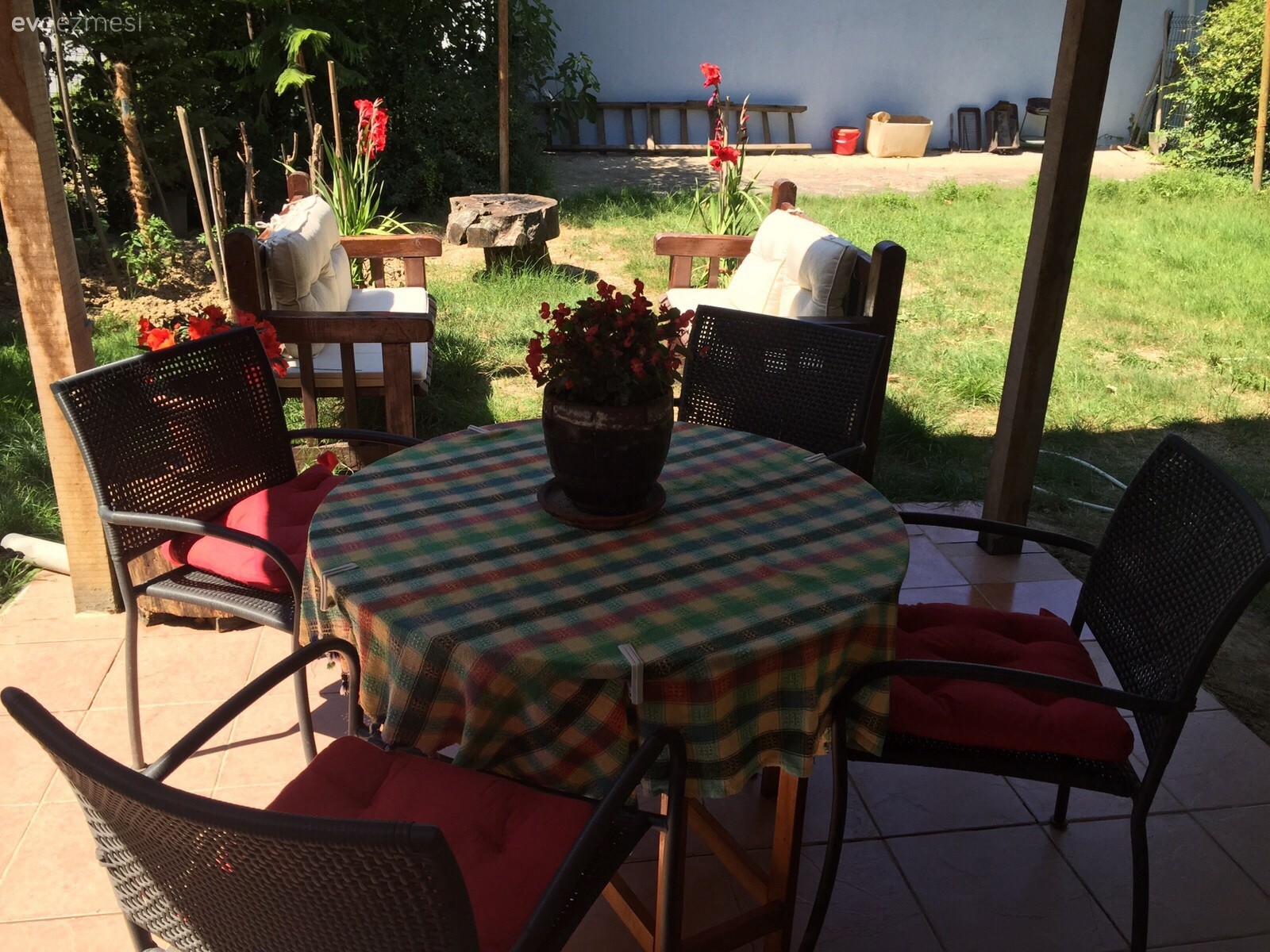 Kırmızı çiçekli bahçem