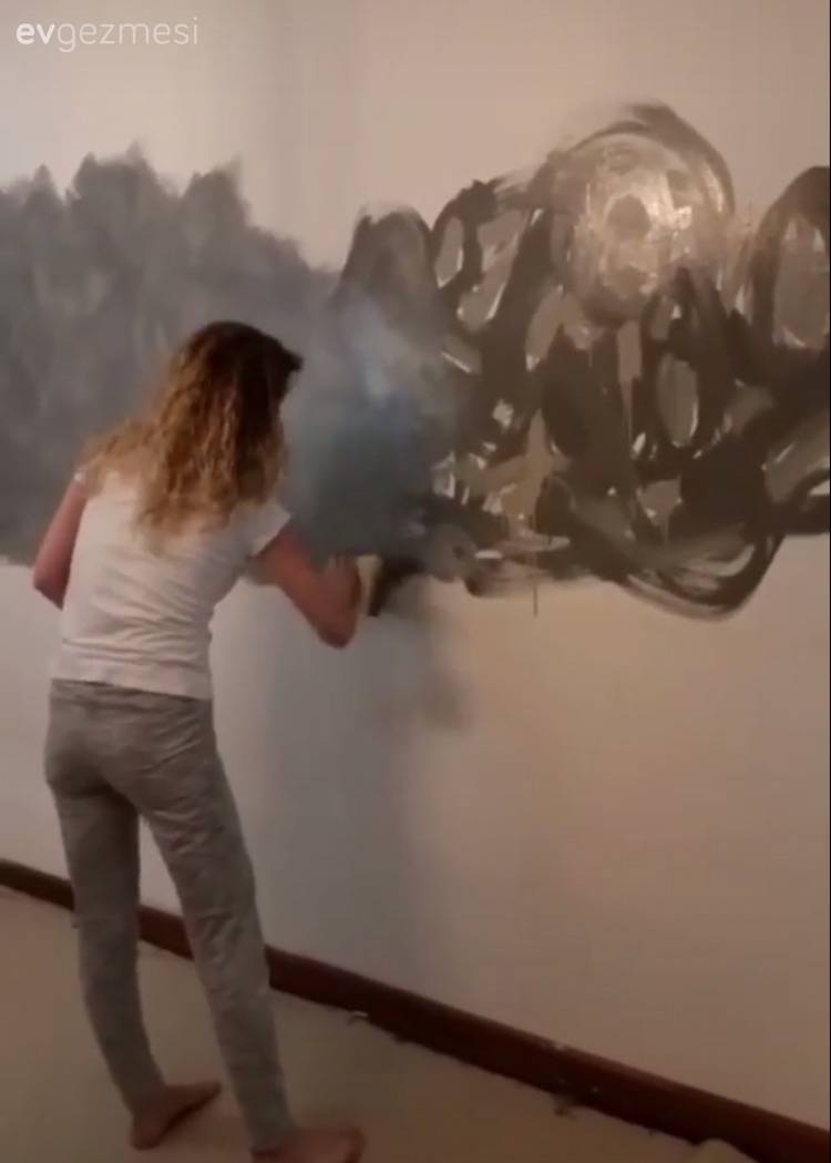 Duvar kağıdına harika alternatif. Ebru hanımın kendi yaptığı, şahane duvar dekorları..