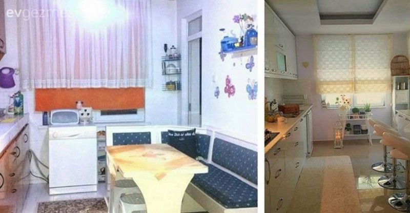 Filiz hanımın yenilenerek kullanışlı ve modern hale gelen mutfağı..