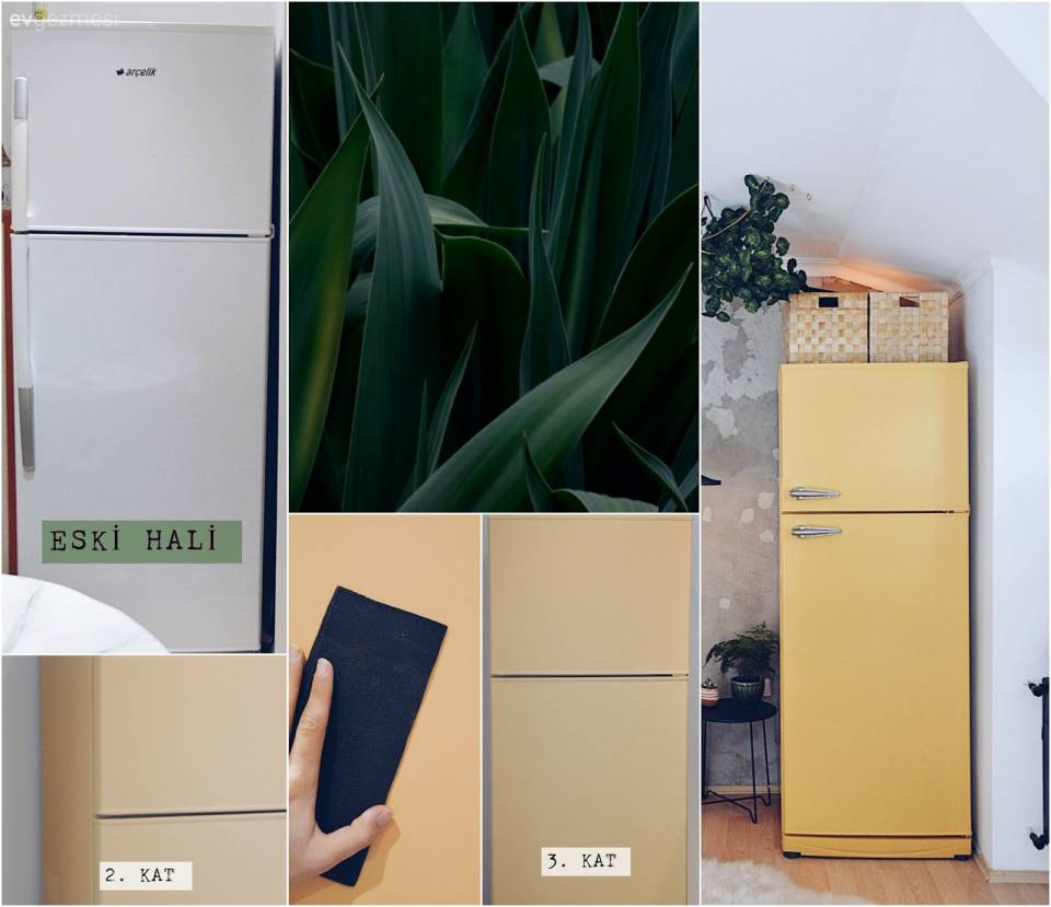 Sıradandan retroya. El emeği ile şahane bir buzdolabı dönüşümü..