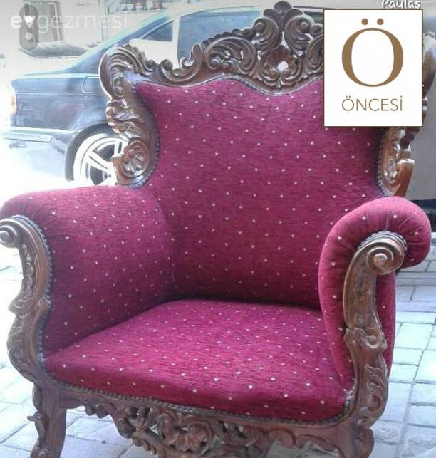 Yenilenen nostaljik koltuk ile özgün bir dekor. Gözde hanımın salonu..