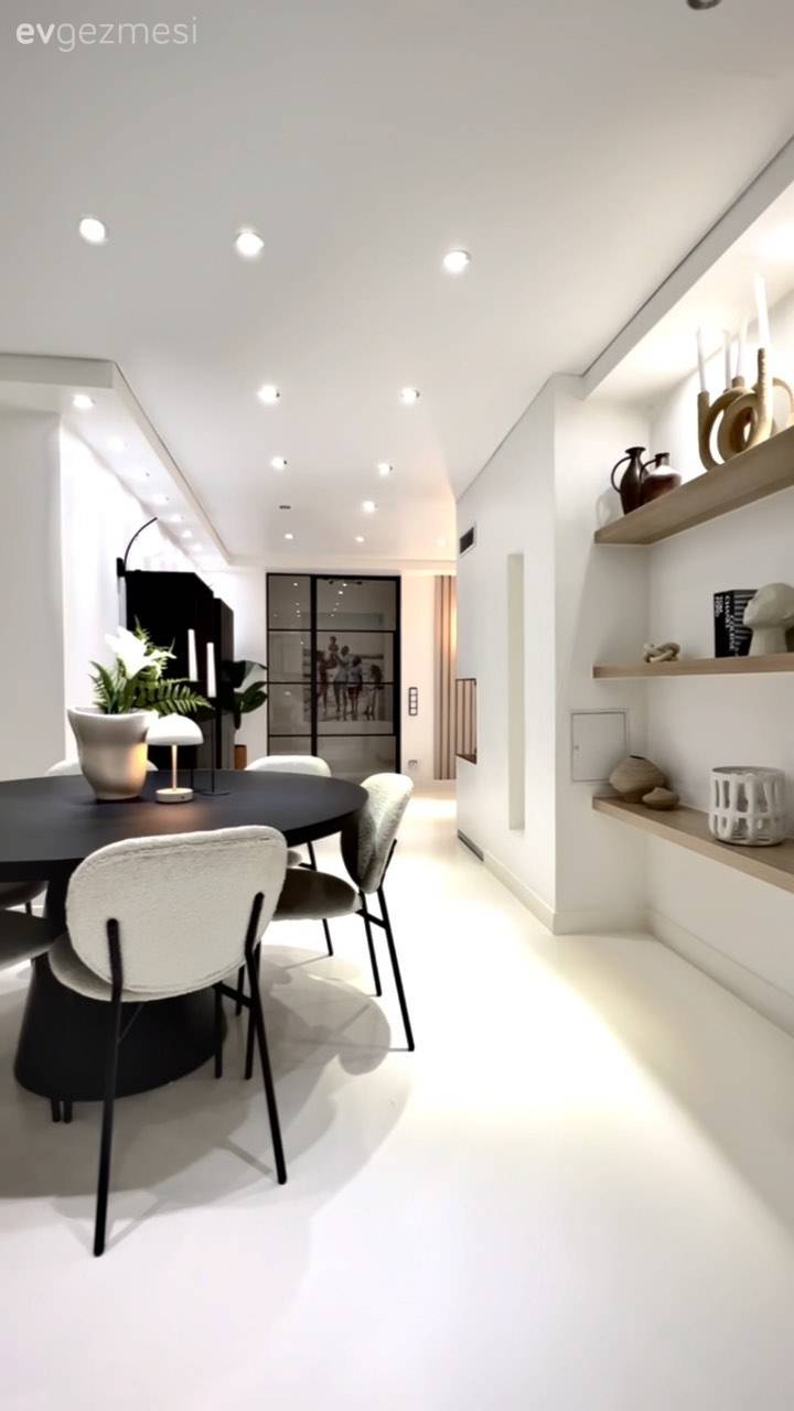 Beyaz ve Siyahı Seven Bu Evde Keskin Hatlara da Yer Var Kıvrımlara da!