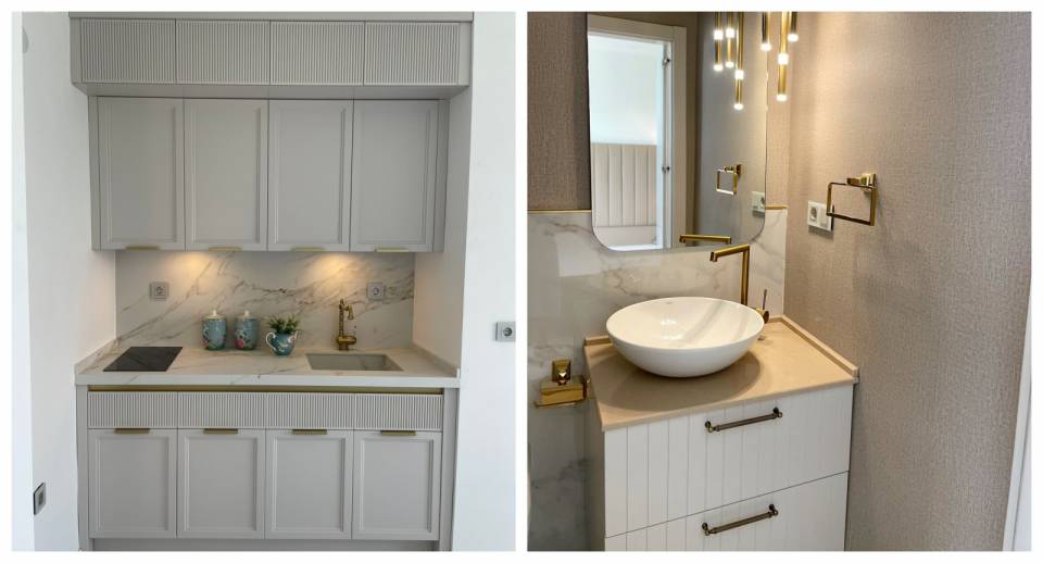 Bu Mutfak ve Banyo Küçük Alanlar İçin İyi Fikirler Veriyor