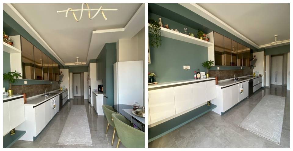 Bu Mutfak Komple Beyaz Mutfaklara Renk Geçişleriyle Meydan Okumuş