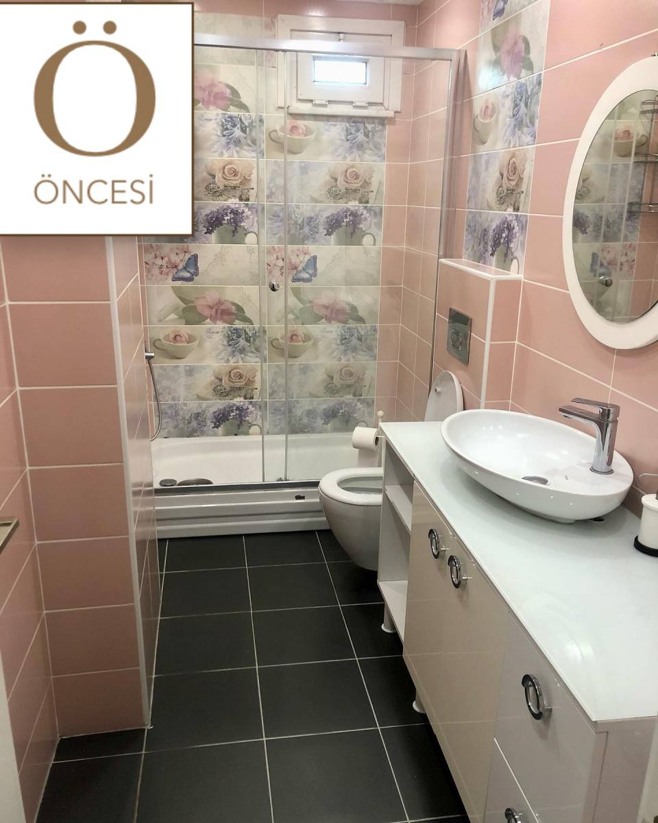 Öncesi&Sonrası: Pembe Duvarlı Banyo Beyazla Yeni Bir Boyut Kazanmış
