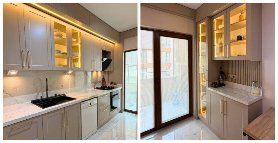 Bu Koridor Tipi Mutfakta Dolap Rengi Her Zamana Uyacak Türden