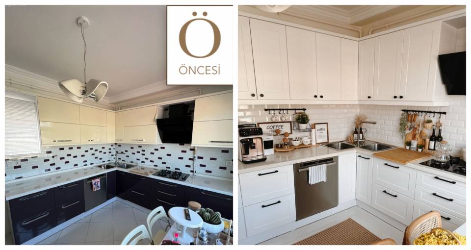 Öncesi&Sonrası: Bu Mutfağın Her Köşesine Beyaz Dokunmuş!