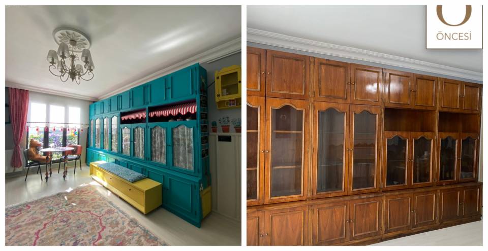 Öncesi&Sonrası: İki Katlı Evin Salonu Neşeli Bir Atölyeye Dönüşmüş