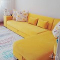 Gamze hanımın sarı vurgulu, dinamik oturma odası..