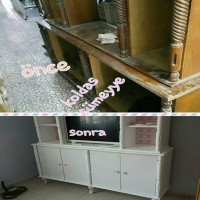 Baştan sona ev sahibinin emeğiyle yenilenmiş bir oturma odası..