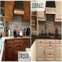 Ahşaptan beyaza boyanarak, dönüşüm geçirmiş bir mutfak