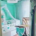 Dora'nın yeşil ve gri, bebek odası..