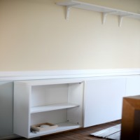 Ikea Besta raf ünitesinden ahşap konsol 