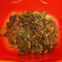 Sahilde toplanan taşlardan kapı önü paspası yapımı