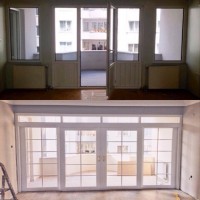 Balkon kapısı değişimiyle çehresi tamamen değişmiş bir salon..